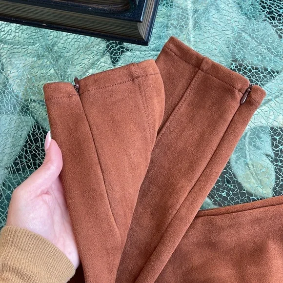 NEW Anthropologie Brown Faux Suede Leggings - Picture 5 of 7